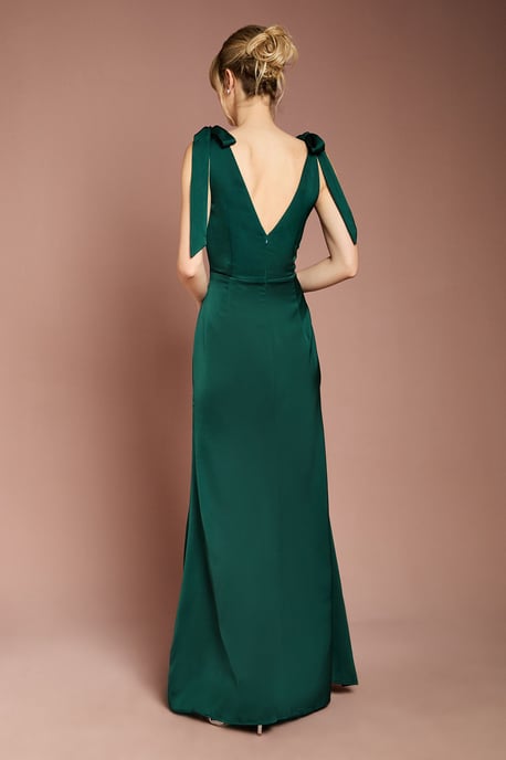 Coast Honoured Satin Back Crepe V Neck Tie Shoulder Maxi Bridesmaid Dress - Image 3