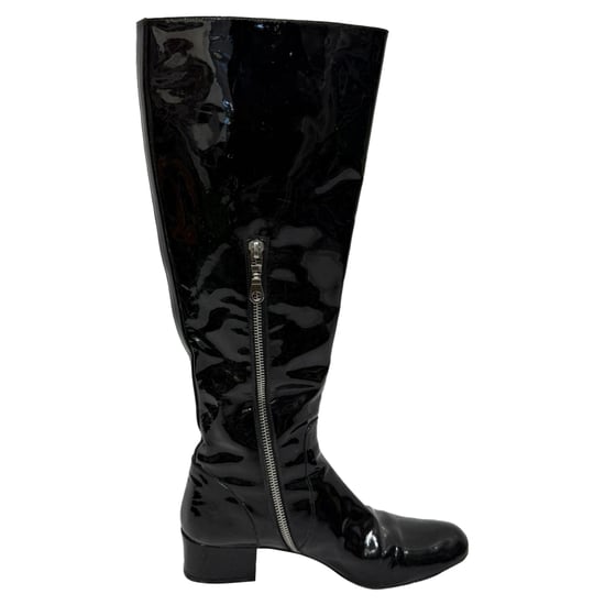 Saint Laurent Babies 40 Knee High Boots in Black Patent Leather - Image 1