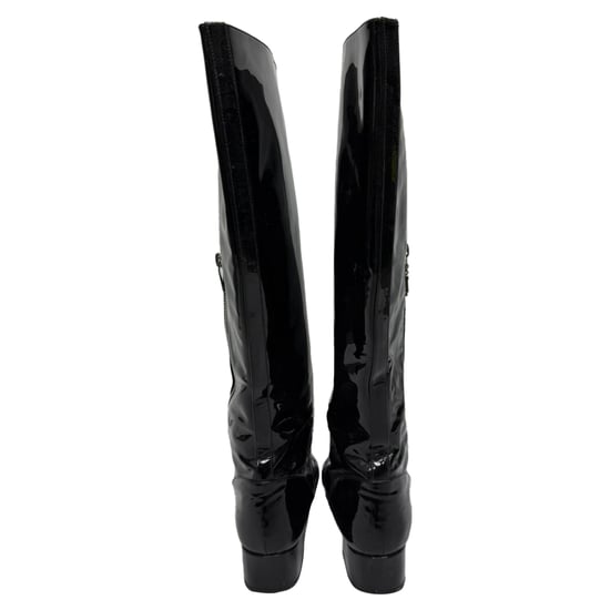 Saint Laurent Babies 40 Knee High Boots in Black Patent Leather - Image 3