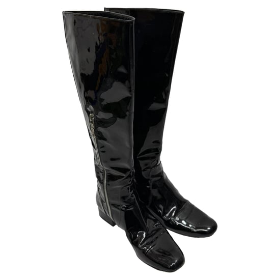 Saint Laurent Babies 40 Knee High Boots in Black Patent Leather - Image 5