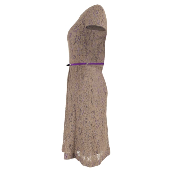 Max Mara Ceintuur Midi-jurk van Kanten in Bruin Polyester - Image 2