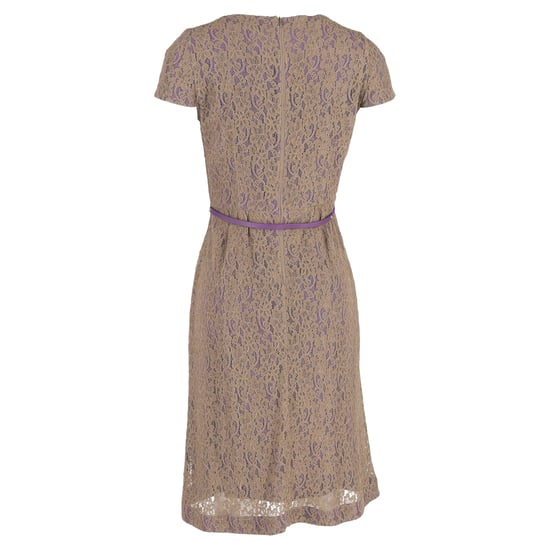 Max Mara Ceintuur Midi-jurk van Kanten in Bruin Polyester - Image 3