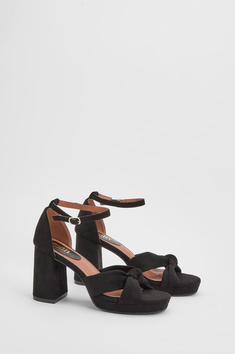 Faith: Amara Faux Suede Open Toe High Block Heeled Sandals - Image 1