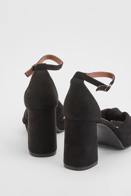Faith: Amara Faux Suede Open Toe High Block Heeled Sandals - Image 2