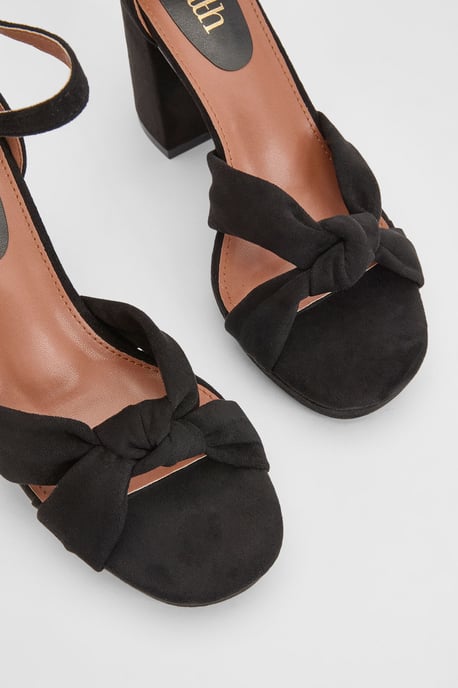Faith: Amara Faux Suede Open Toe High Block Heeled Sandals - Image 3