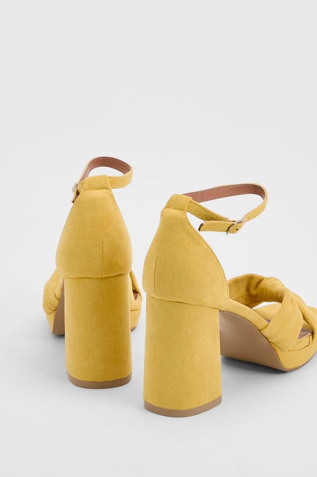 Faith: Amara Faux Suede Open Toe High Block Heeled Sandals - Image 2
