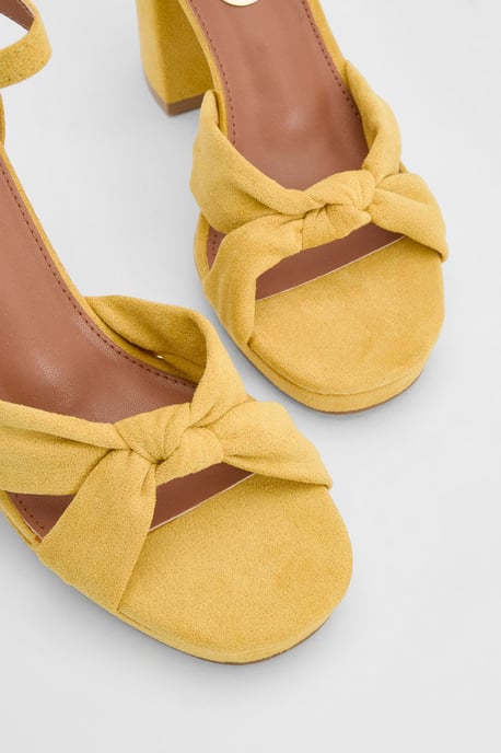 Faith: Amara Faux Suede Open Toe High Block Heeled Sandals - Image 3