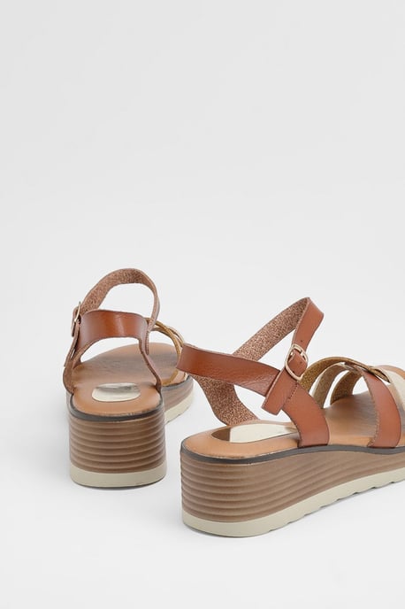 Good For The Sole: Angela Flexisole Faux Leather Platform Wedge Sandals - Image 2