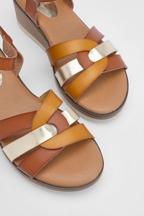 Good For The Sole: Angela Flexisole Faux Leather Platform Wedge Sandals - Image 3