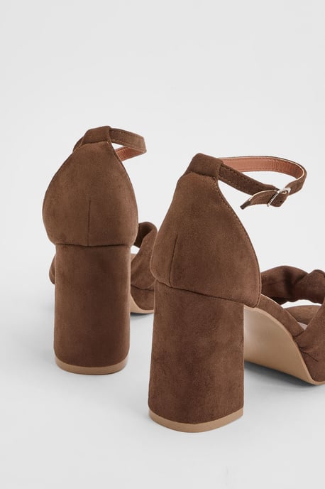 Faith: Amara Faux Suede Open Toe High Block Heeled Sandals - Image 2