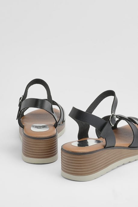 Good For The Sole: Angela Flexisole Faux Leather Platform Wedge Sandals - Image 2