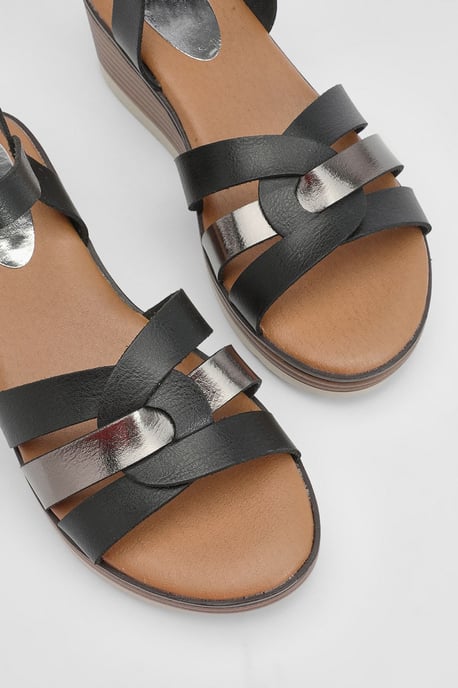 Good For The Sole: Angela Flexisole Faux Leather Platform Wedge Sandals - Image 3