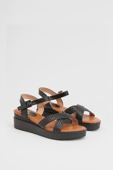 Good For The Sole: Millie Flexisole Faux Leather Cross Strap Platform Sandals - Image 1