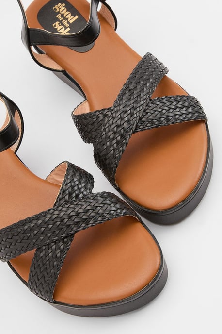 Good For The Sole: Millie Flexisole Faux Leather Cross Strap Platform Sandals - Image 3