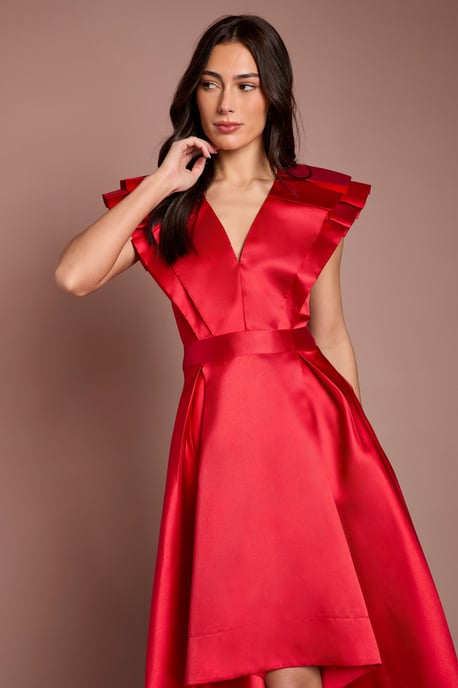 Frill Sleeve V Neck Midi Dress - Image 2