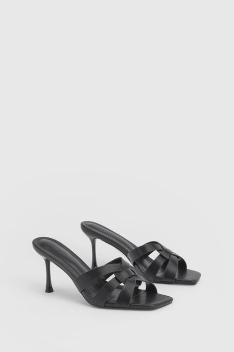 Wide Fit Caged Detail Heeled Mules - Image 3