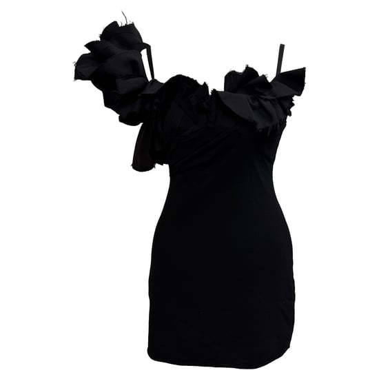 Jacquemus Le Raphia Duna Ruffled Mini Dress in Black Wool - Image 1