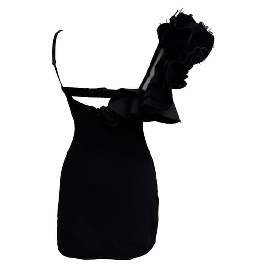 Jacquemus Le Raphia Duna Ruffled Mini Dress in Black Wool - Image 3