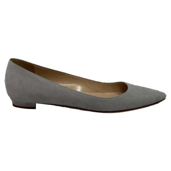 Manolo Blahnik ballerina's met spitse neus in grijs suède - Image 1