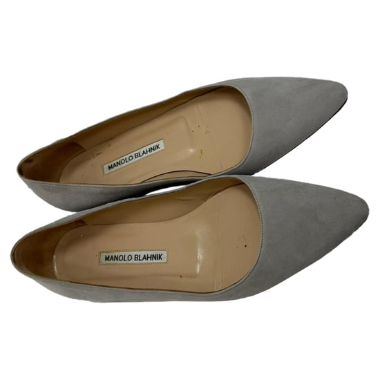 Manolo Blahnik ballerina's met spitse neus in grijs suède - Image 5
