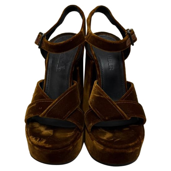 Jil Sander Twisted Platform Sandals in Brown Velvet - Image 2