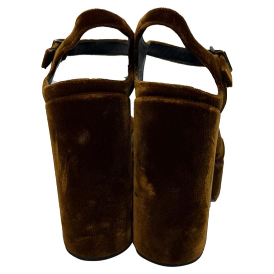 Jil Sander Twisted Platform Sandals in Brown Velvet - Image 3