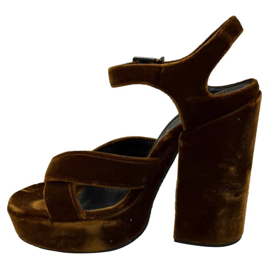 Jil Sander Twisted Platform Sandals in Brown Velvet - Image 4