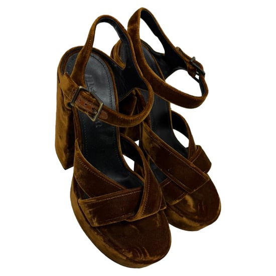 Jil Sander Twisted Platform Sandals in Brown Velvet - Image 5