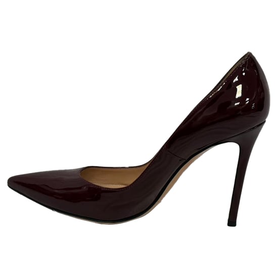 Gianvito Rossi Pointed Toe Pumps in Burgundy Patent Leather - Image 4