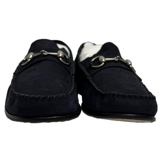 Gucci 1953 Horsebit Convertible Loafers in Navy Blue Suede - Image 2