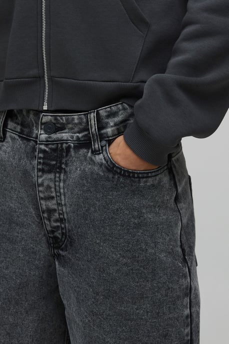Longline Acid Wash Denim Jorts - Image 3
