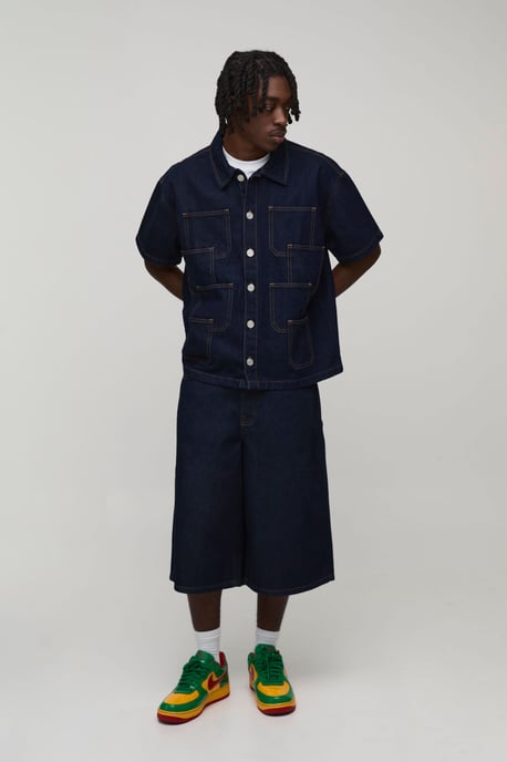 Multi Pocket Longline Denim Jorts - Image 4