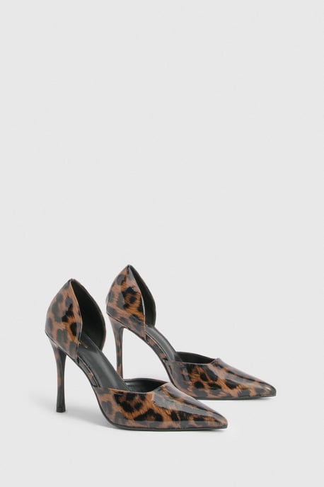 Wide Fit Leopard Patent Court Shoes - Image 3