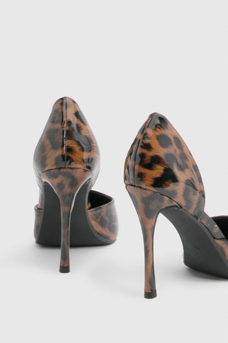 Wide Fit Leopard Patent Court Shoes - Image 4