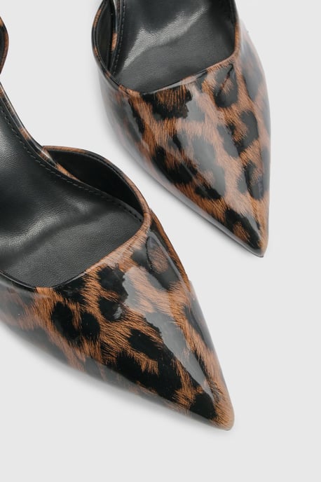 Wide Fit Leopard Patent Court Shoes - Image 5