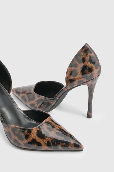 Wide Fit Leopard Patent Court Shoes - Image 6