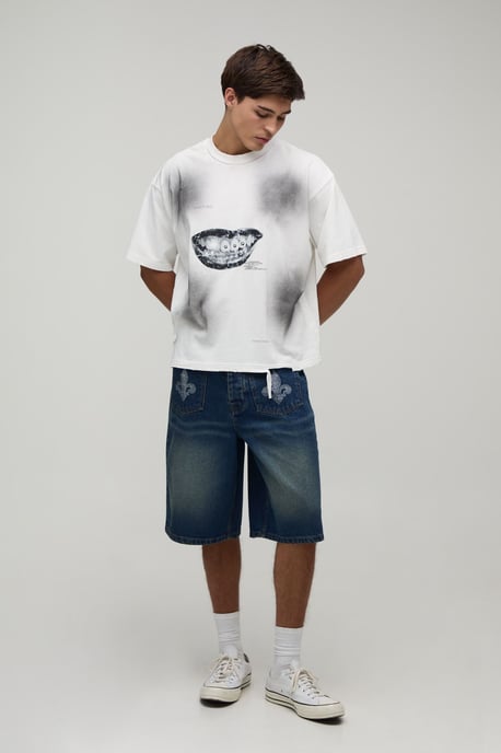 Fleur De Lis Rhinestone Denim Jorts - Image 4