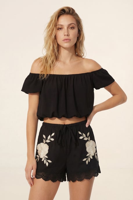 Cotton Embroidered Lace Trim Shorts - Image 4