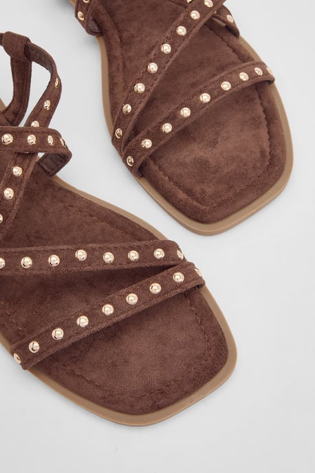 Ellis Faux Suede Studded Gladiator Flat Sandals - Image 3