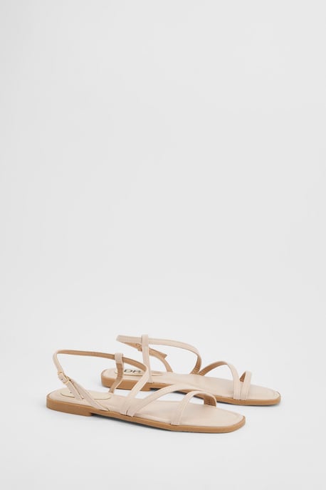 Silvie Faux Leather Strappy Flat Sandals - Image 1