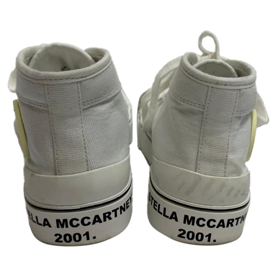 Stella Mccartney Logo Accent High-Top Sneakers in White Canvas - Image 3