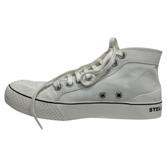 Stella Mccartney Logo Accent High-Top Sneakers in White Canvas - Image 5