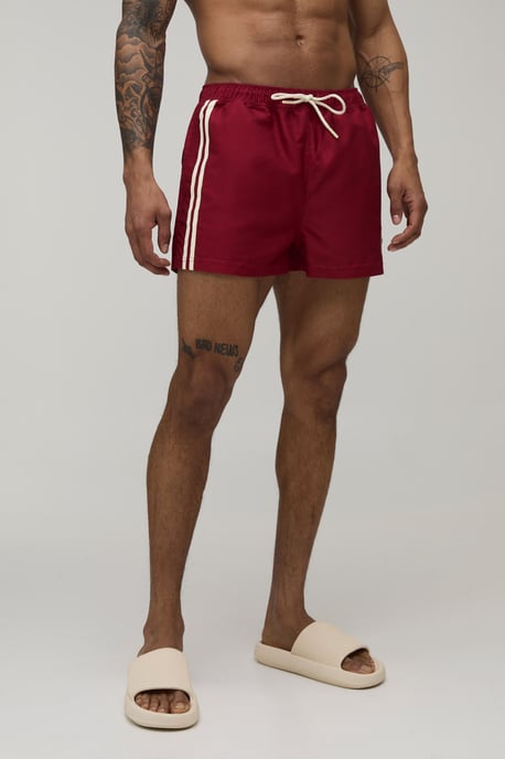 Embroidered Stripe Super Short Swim Short - Image 1