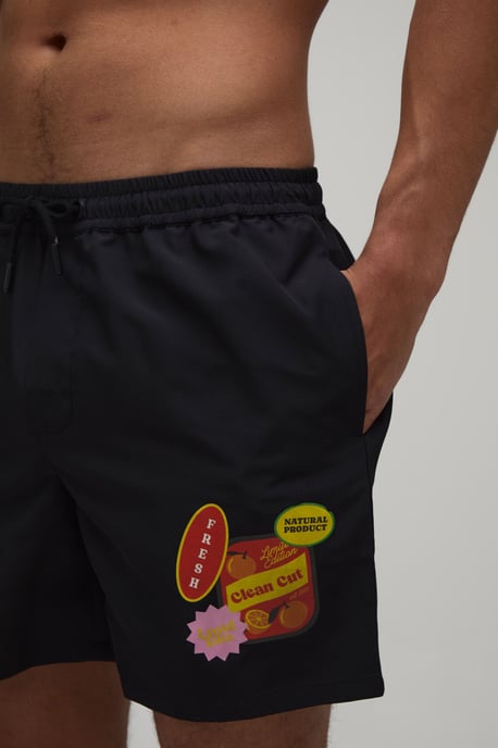 Sticker Print Mid Length Swim Short - Image 3