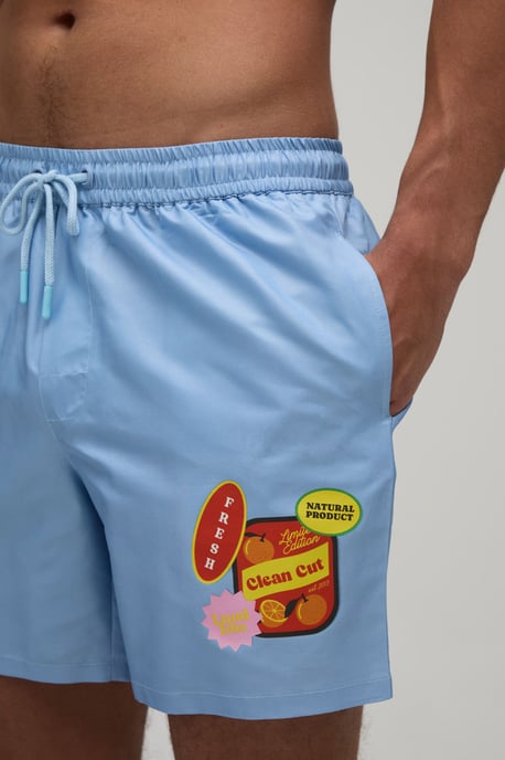 Sticker Print Mid Length Swim Short - Image 3