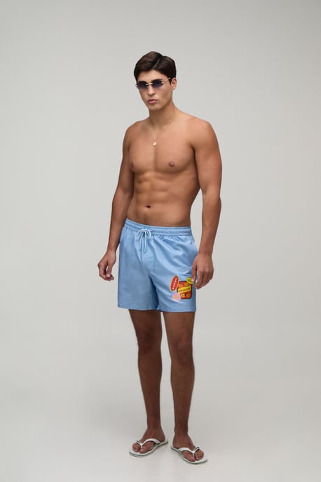 Sticker Print Mid Length Swim Short - Image 4