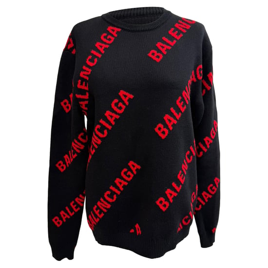 Balenciaga Allover Logo Sweater in Zwarte Katoen - Image 1