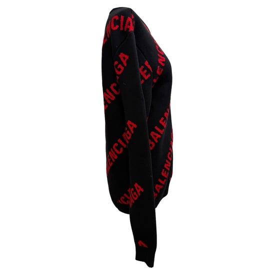 Balenciaga Allover Logo Sweater in Zwarte Katoen - Image 2