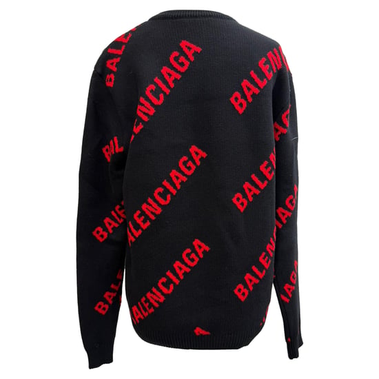 Balenciaga Allover Logo Sweater in Zwarte Katoen - Image 3