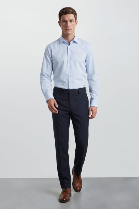 Navy Half Elasticated Trousers - Image 1